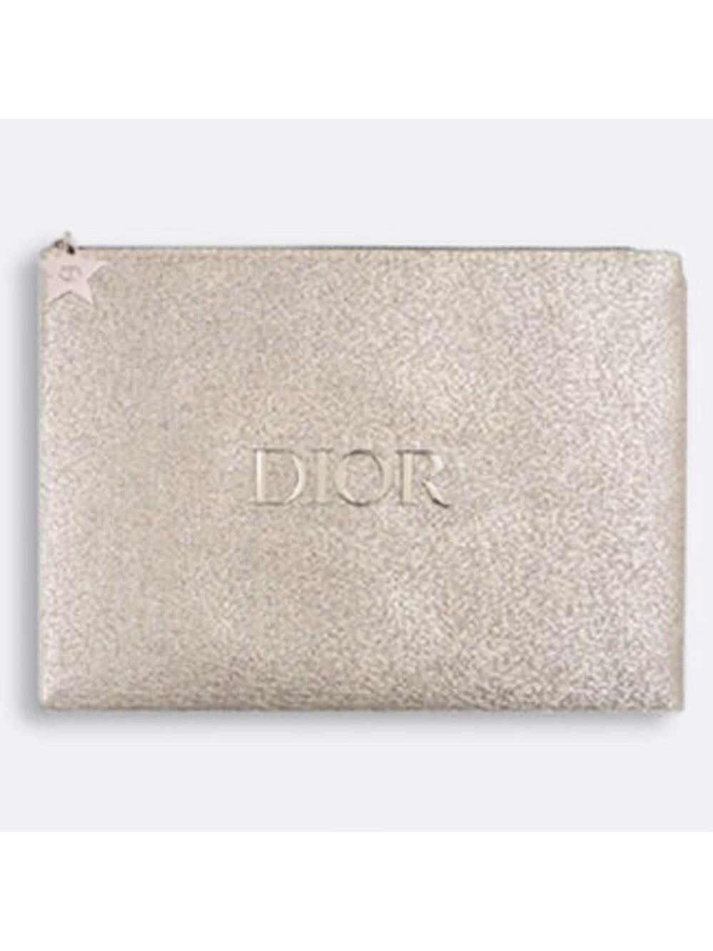 DIOR Beauty Makeup Logo Small Flat Authentic Luxury Pouch Silver Gift